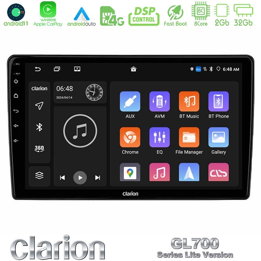 Clarion GL700 Lite Series Alfa Romeo Giulietta 2014-2021 8Core Android11 2+32GB Navigation Multimedia Tablet 10" Με Carplay & Android Auto Με Carplay & Android Auto