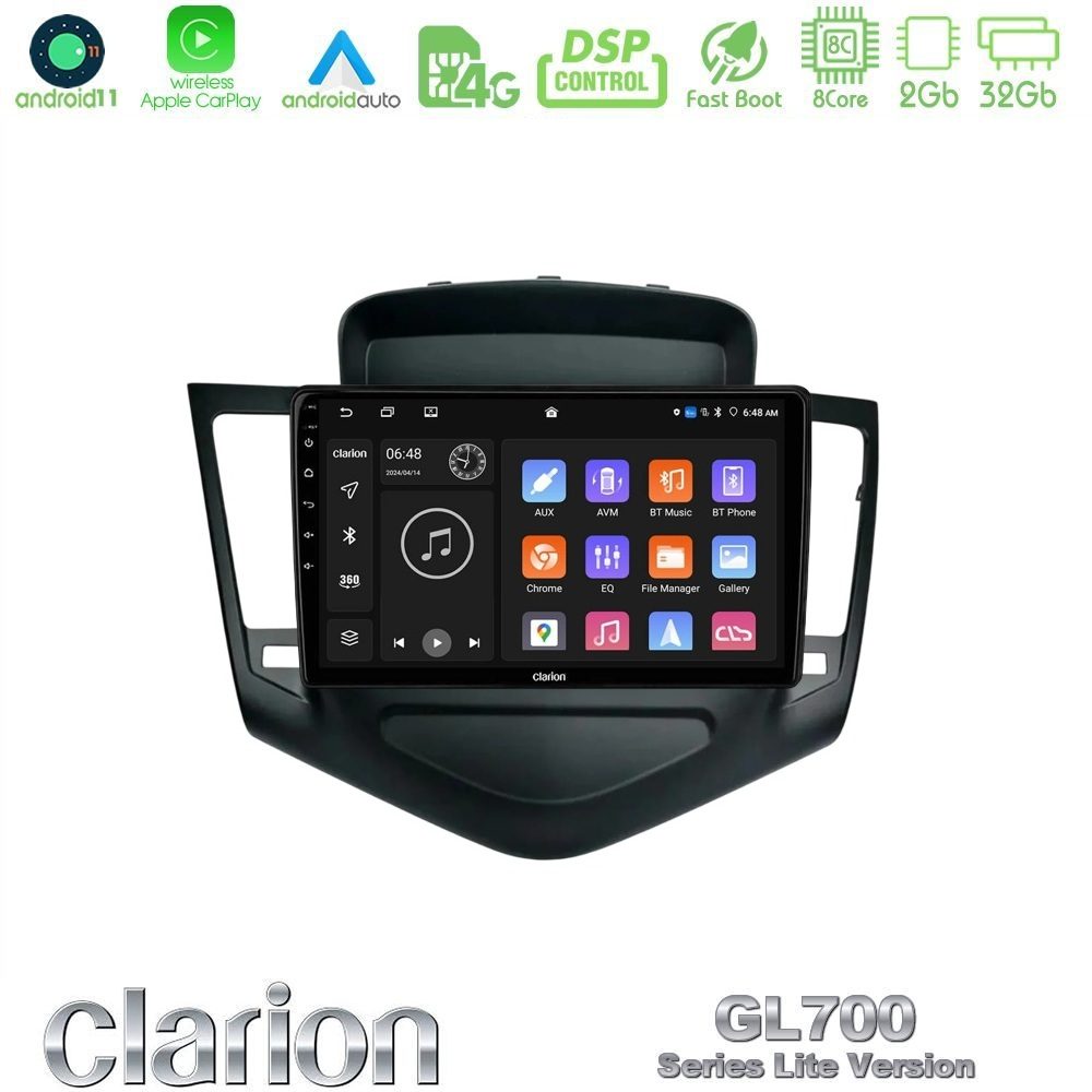 Clarion GL700 Lite Series 8Core Android11 2+32GB Chevrolet Cruze 2009-2012 Navigation Multimedia Tablet 9" Με Carplay & Android Auto