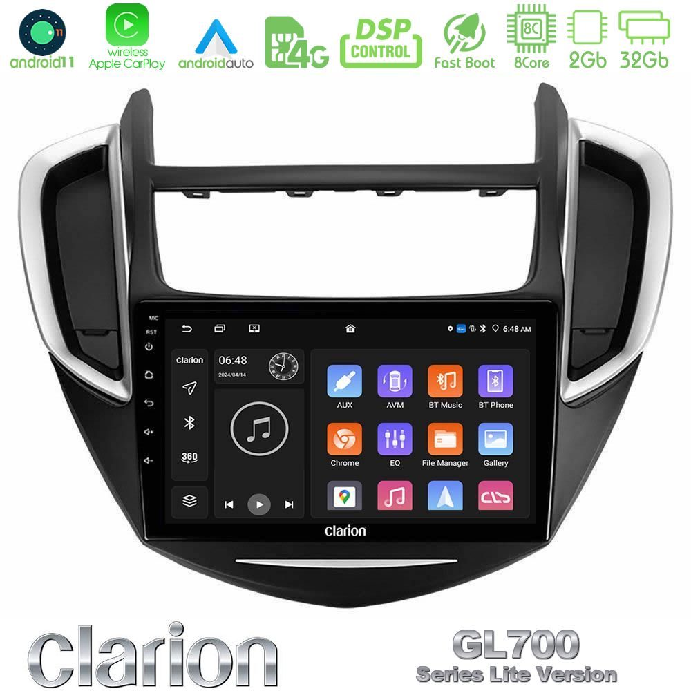 Clarion GL700 Lite Series 8Core Android11 2+32GB Chevrolet Trax 2013-2020 Navigation Multimedia Tablet 9" Με Carplay & Android Auto