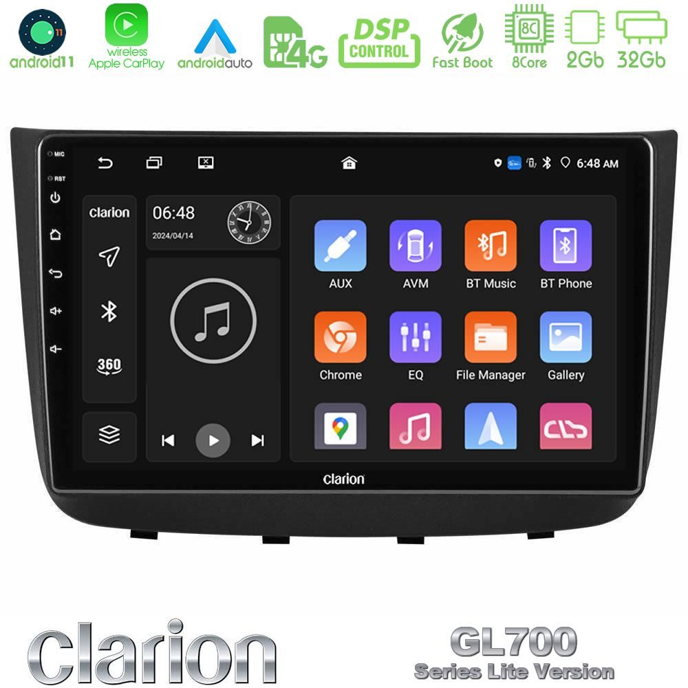 Clarion GL700 Lite Series Mercedes Vito/Viano 2003-2006 8Core Android11 2+32GB Navigation Multimedia Tablet 10" Με Carplay & Android Auto