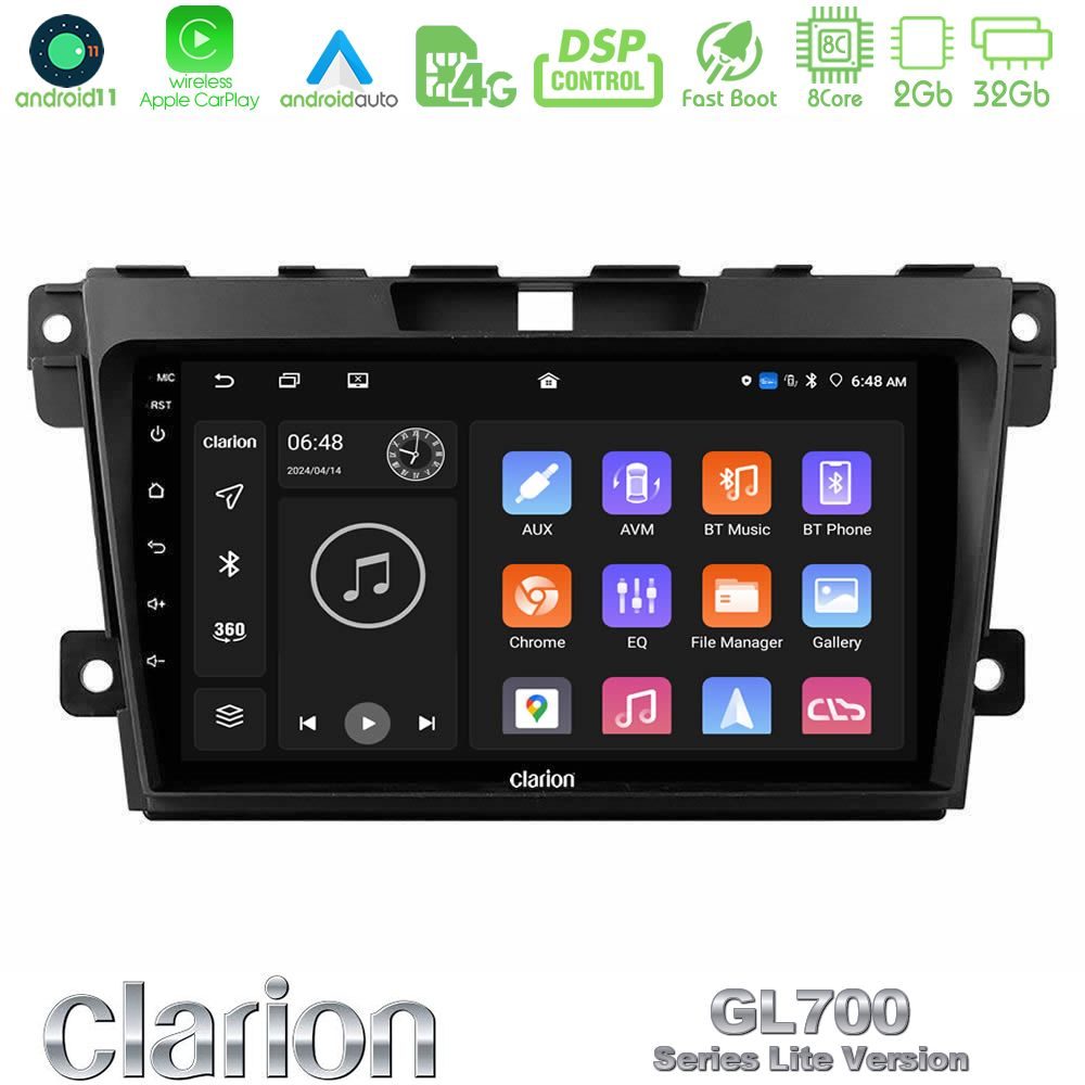 Clarion GL700 Lite Series 8Core Android11 2+32GB Mazda CX-7 2007-2011 Navigation Multimedia Tablet 9" Με Carplay & Android Auto