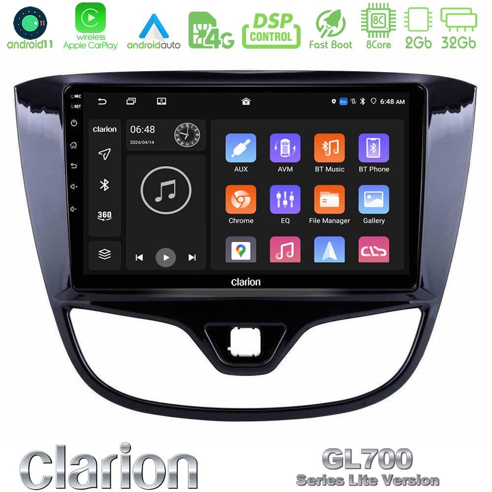 Clarion GL700 Lite Series 8Core Android11 2+32GB Opel Karl 2017-2019 Navigation Multimedia Tablet 9" Με Carplay & Android Auto