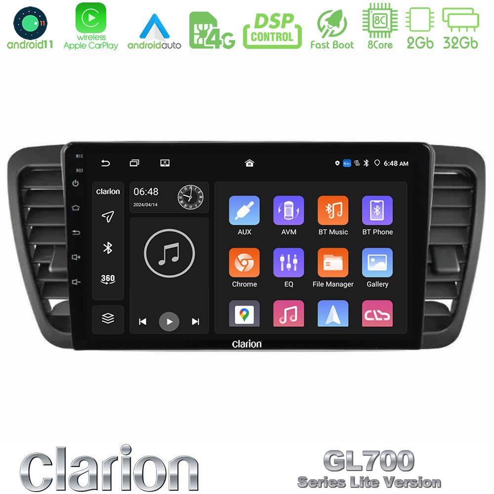 Clarion GL700 Lite Series 8Core Android11 2+32GB Subaru Legacy/Outback 2002-2008 Navigation Multimedia Tablet 9" Με Carplay & Android Auto