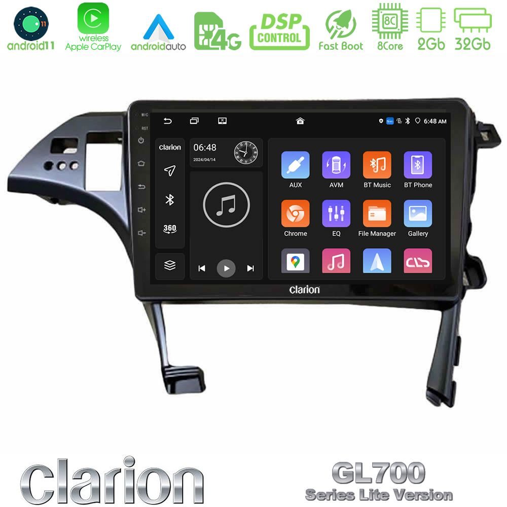 Clarion GL700 Lite Series 8Core Android11 2+32GB Toyota Prius 2010-2015 Navigation Multimedia Tablet 10" Με Carplay & Android Auto