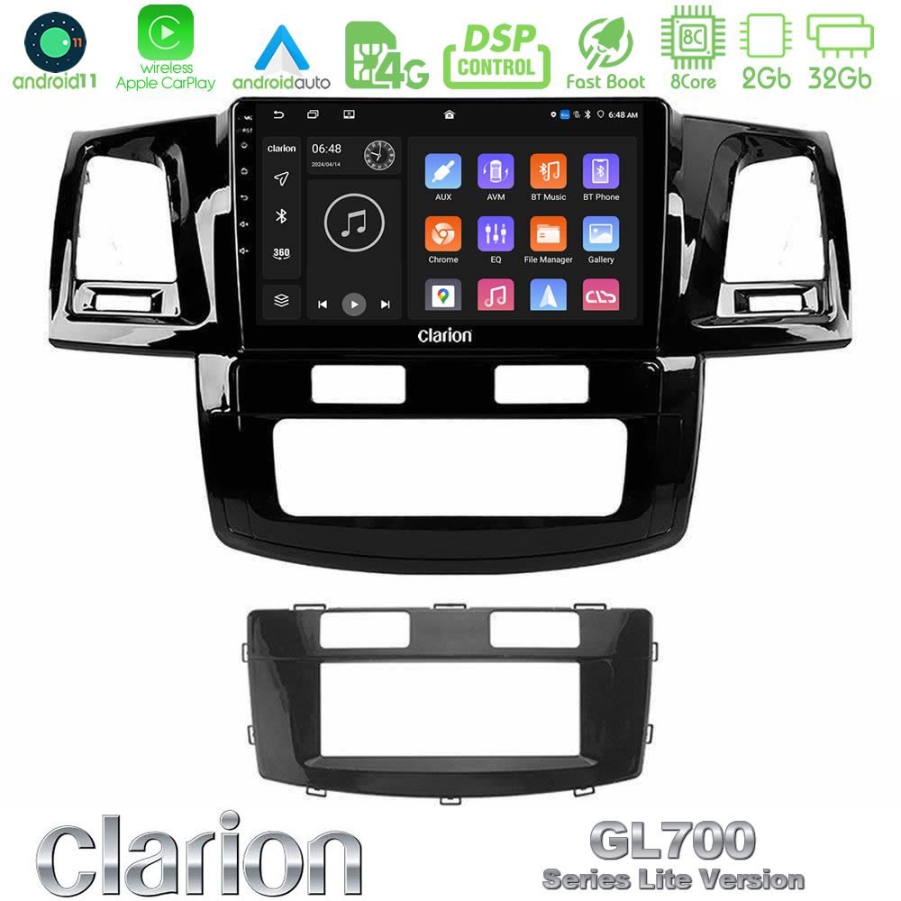 Clarion GL700 Lite Series 8Core Android11 2+32GB Toyota Hilux 2007-2011 Navigation Multimedia Tablet 9" Με Carplay & Android Auto