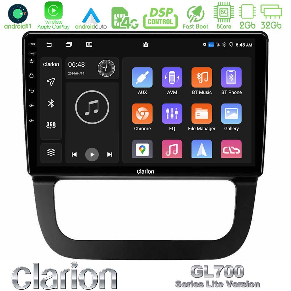 Clarion GL700 Lite Series 8Core Android11 2+32GB VW Jetta Navigation Multimedia Tablet 10" Με Carplay & Android Auto