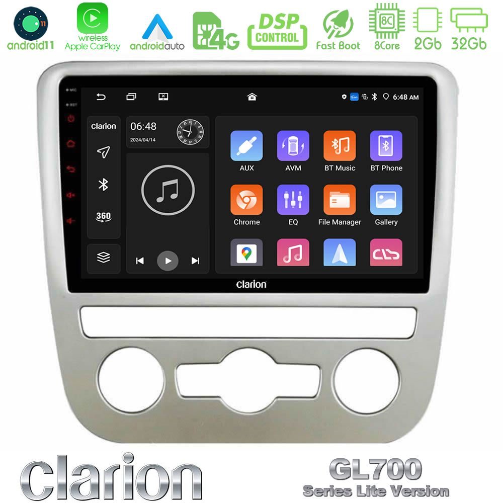 Clarion GL700 Lite Series 8Core Android11 2+32GB VW Scirocco 2008 – 2014 Navigation Multimedia Tablet 9" Με Carplay & Android Auto