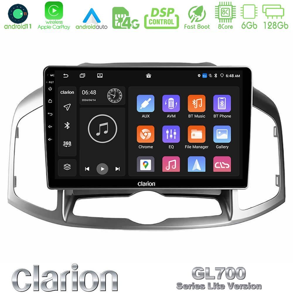 Clarion GL700 Lite Series 8Core Android11 6+128GB Chevrolet Captiva 2012-2016 Navigation Multimedia Tablet 10" Με Carplay & Android Auto