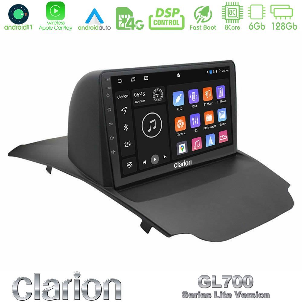 Clarion GL700 Lite Series 8Core Android11 6+128GB Ford Ecosport 2014-2017 Navigation Multimedia Tablet 10" Με Carplay & Android Auto