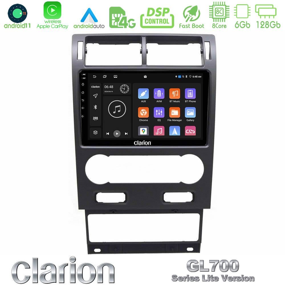 Clarion GL700 Lite Series 8Core Android11 6+128GB Ford Mondeo 2004-2007 Navigation Multimedia Tablet 9" Με Carplay & Android Auto