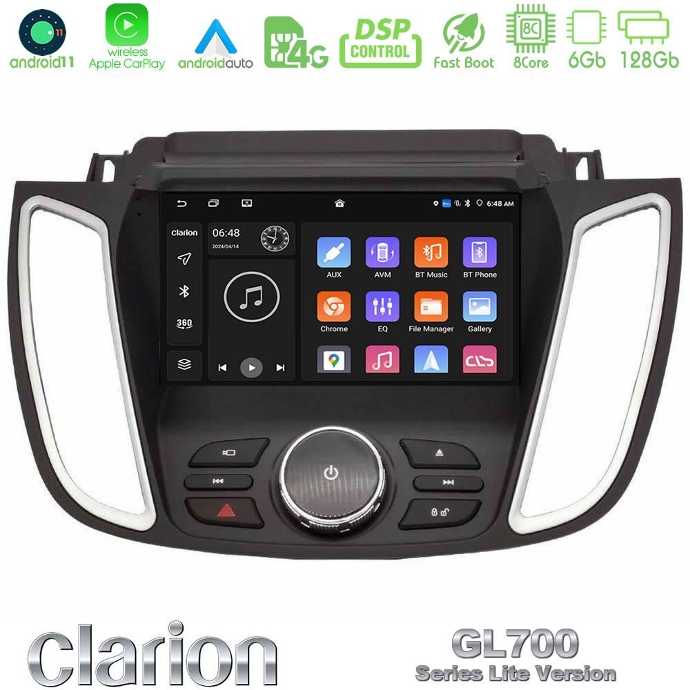 Clarion GL700 Lite Series 8Core Android11 6+128GB Ford Kuga/C-Max 2013-2019 Navigation Multimedia Tablet 9" Με Carplay & Android Auto