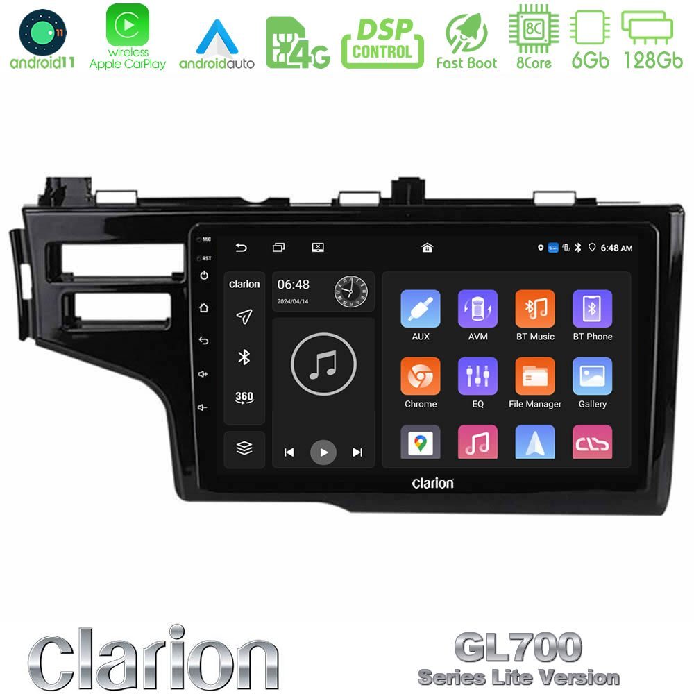 Clarion GL700 Lite Series 8Core Android11 6+128GB Honda Jazz 2013-2020 Navigation Multimedia Tablet 9" Με Carplay & Android Auto