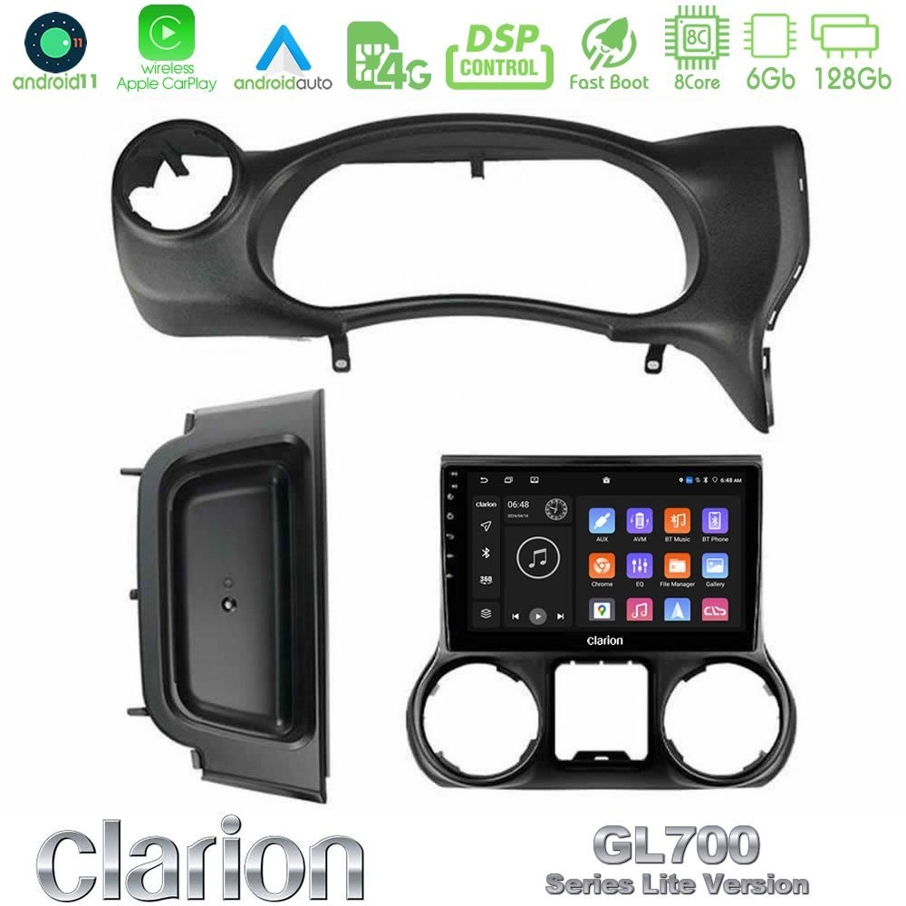 Clarion GL700 Lite Series 8Core Android11 6+128GB Jeep Wrangler 2014-2017 Navigation Multimedia Tablet 10" Με Carplay & Android Auto