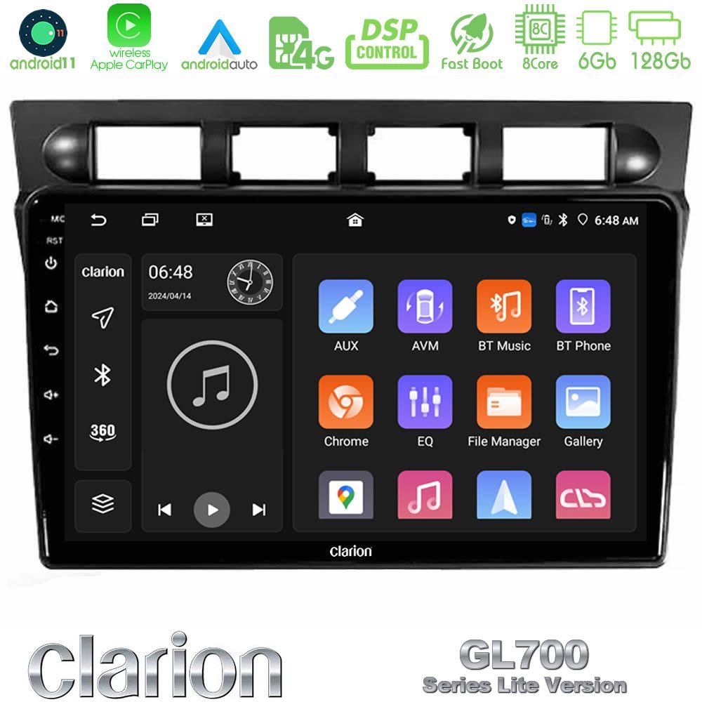 Clarion GL700 Lite Series Kia Picanto 2004-2007 8Core Android11 6+128GB Navigation Multimedia Tablet 9" Με Carplay & Android Auto Με Carplay & Android Auto