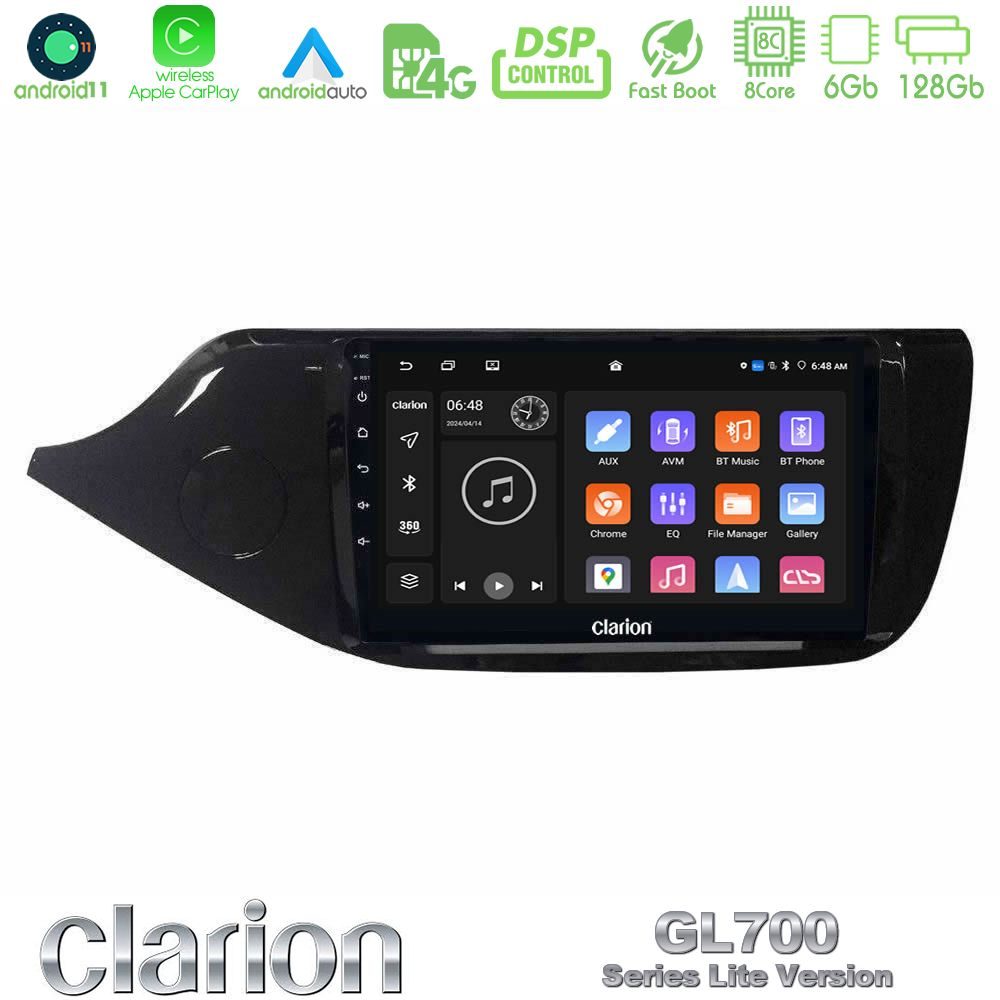 Clarion GL700 Lite Series 8Core Android11 6+128GB Kia Ceed 2013-2017 Navigation Multimedia Tablet 9" Με Carplay & Android Auto