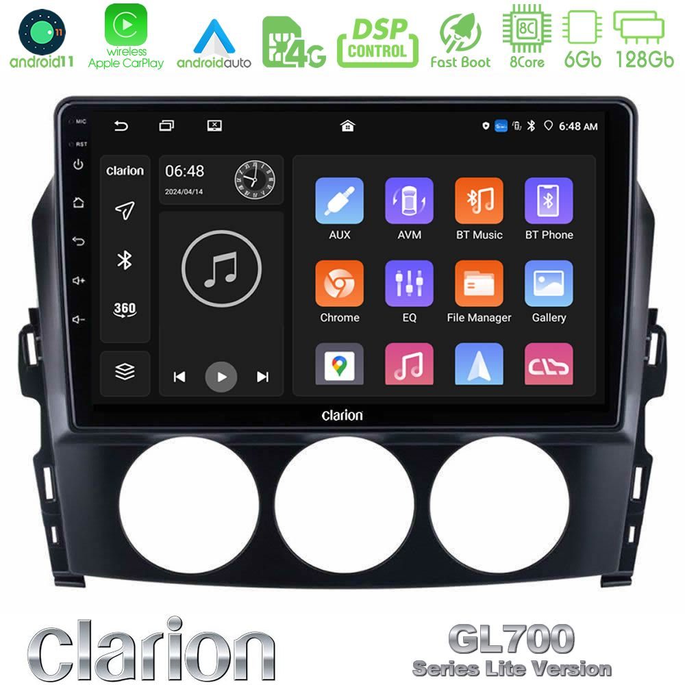 Clarion GL700 Lite Series 8Core Android11 6+128GB Mazda MX-5 2006-2008 Navigation Multimedia Tablet 9" Με Carplay & Android Auto