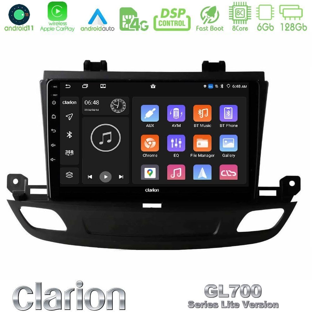 Clarion GL700 Lite Series 8Core Android11 6+128GB Opel Insignia 2 2017-2020 Navigation Multimedia Tablet 9" Με Carplay & Android Auto