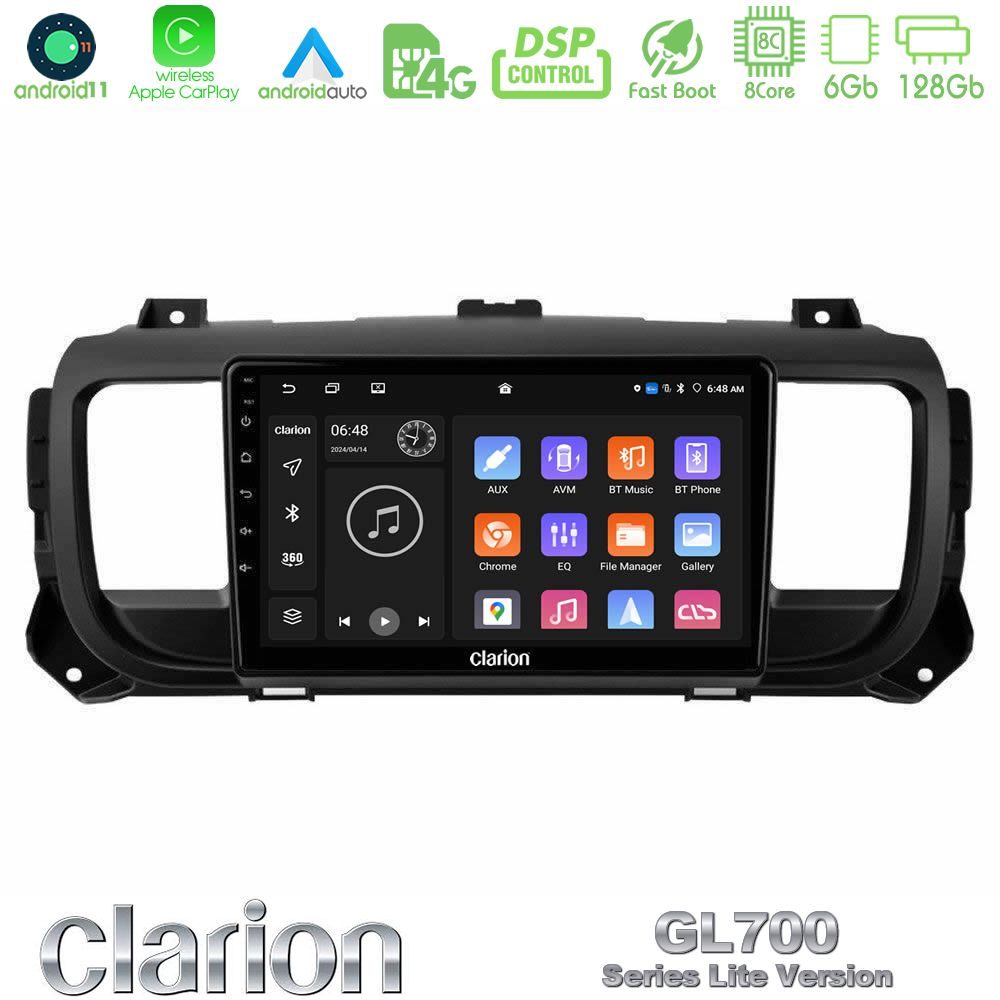 Clarion GL700 Lite Series 8Core Android11 6+128GB Citroen/Peugeot/Opel/Toyota Navigation Multimedia Tablet 9" Με Carplay & Android Auto Clarion GL700 Lite Series 8Core Android11 6+128GB Citroen/Peugeot/Opel/Toyota Navigation Multimedia Tablet 9" Με Carplay & Android Auto