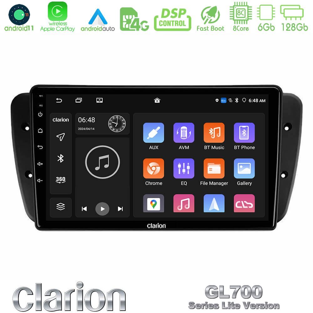 Clarion GL700 Lite Series 8Core Android11 6+128GB Seat Ibiza 2008-2012 Navigation Multimedia Tablet 9" Με Carplay & Android Auto