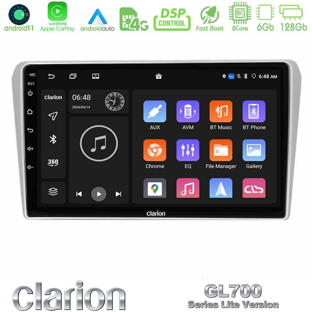 Clarion GL700 Lite Series 8Core Android11 6+128GB Toyota Avensis T25 02/2003–2008 Navigation Multimedia Tablet 9" Με Carplay & Android Auto