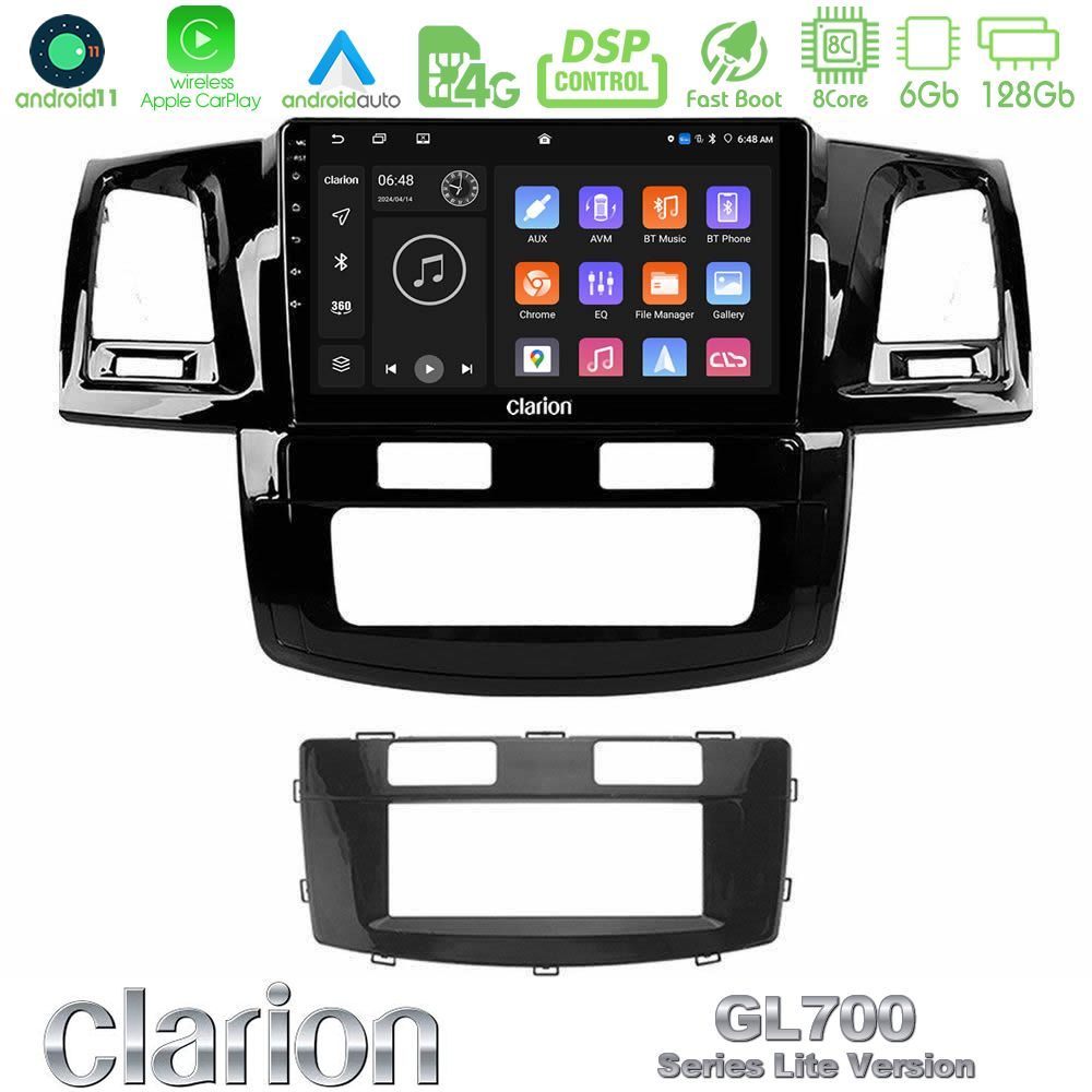 Clarion GL700 Lite Series 8Core Android11 6+128GB Toyota Hilux 2007-2011 Navigation Multimedia Tablet 9" Με Carplay & Android Auto