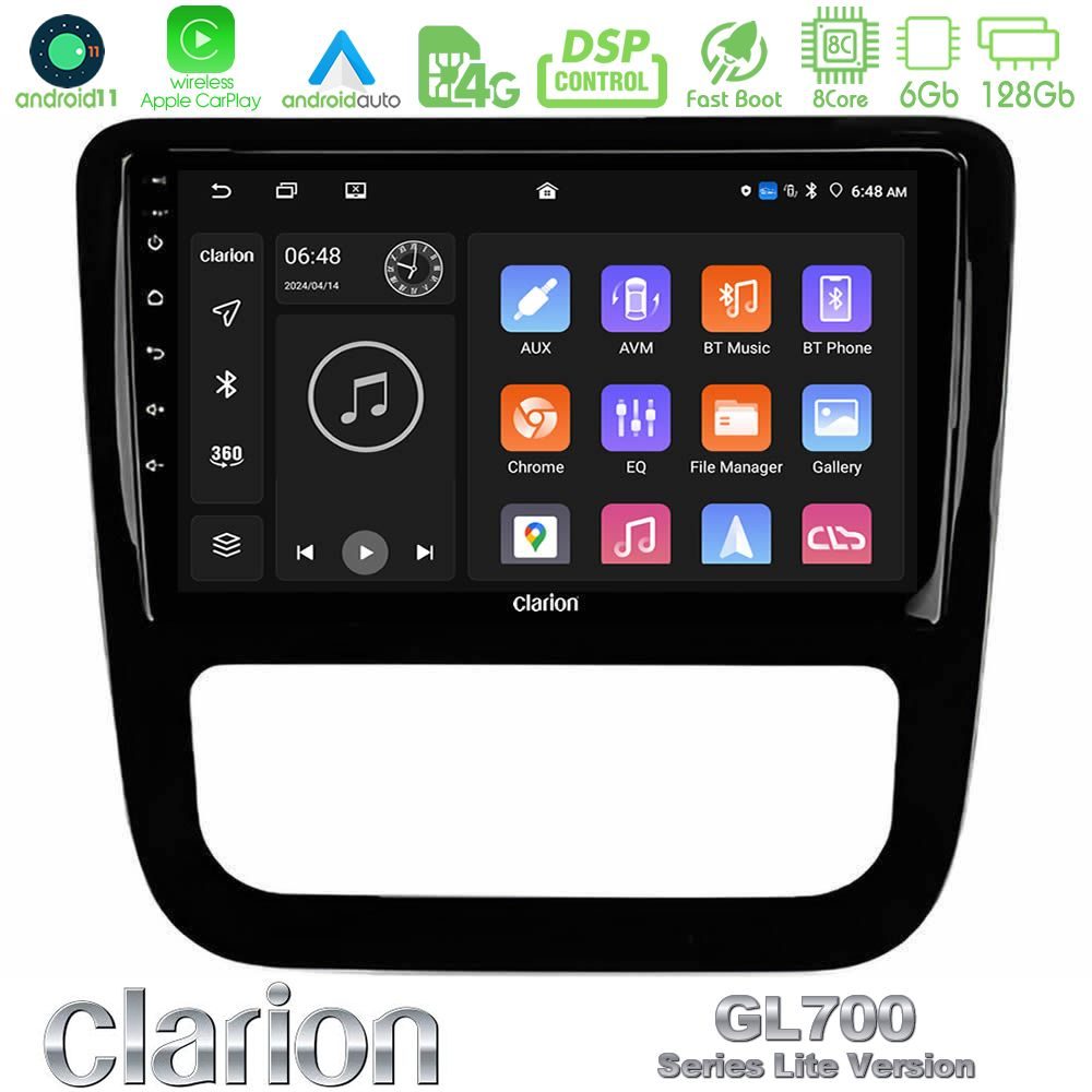 Clarion GL700 Lite Series 8Core Android11 6+128GB VW Scirocco 2008-2014 Navigation Multimedia Tablet 9" (μαύρο γυαλιστερό) Με Carplay & Android Auto