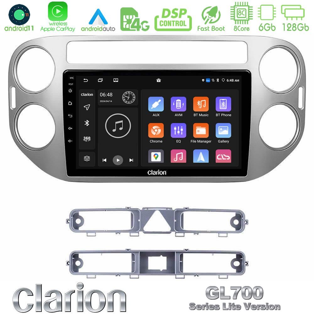 Clarion GL700 Lite Series 8Core Android11 6+128GB VW Tiguan Navigation Multimedia Tablet 9" Με Carplay & Android Auto