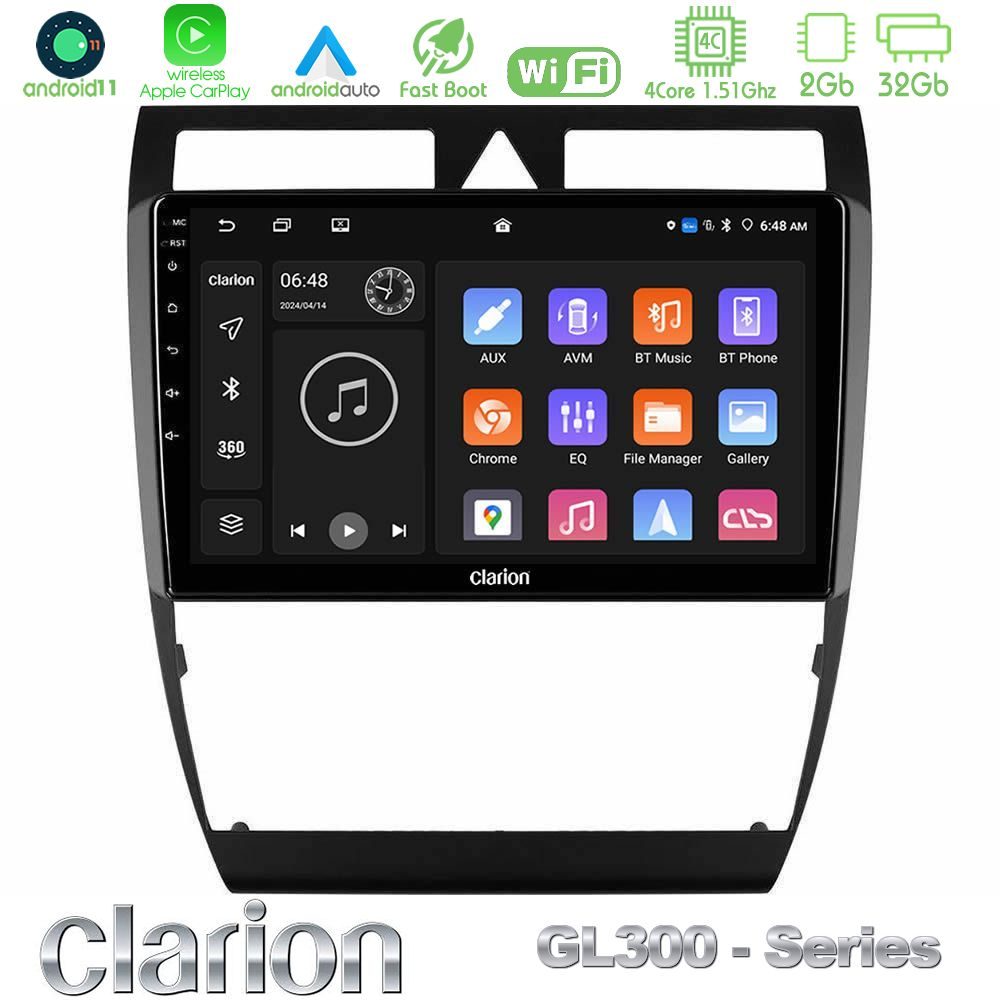 Clarion GL300 Series 4Core Android11 2+32GB Audi A6 (C5) 1997-2004 Navigation Multimedia Tablet 9" Με Carplay & Android Auto