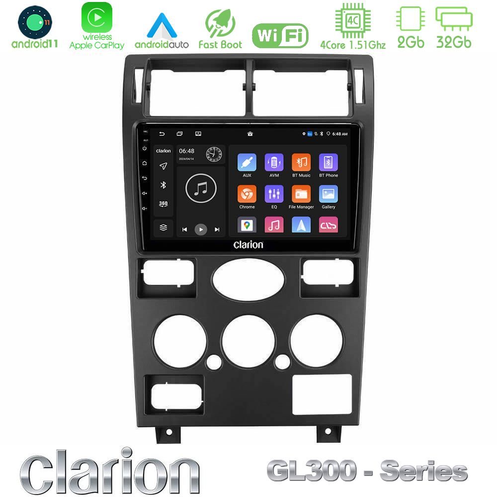 Clarion GL300 Series 4Core Android11 2+32GB Ford Mondeo 2001-2004 Navigation Multimedia Tablet 9" Με Carplay & Android Auto