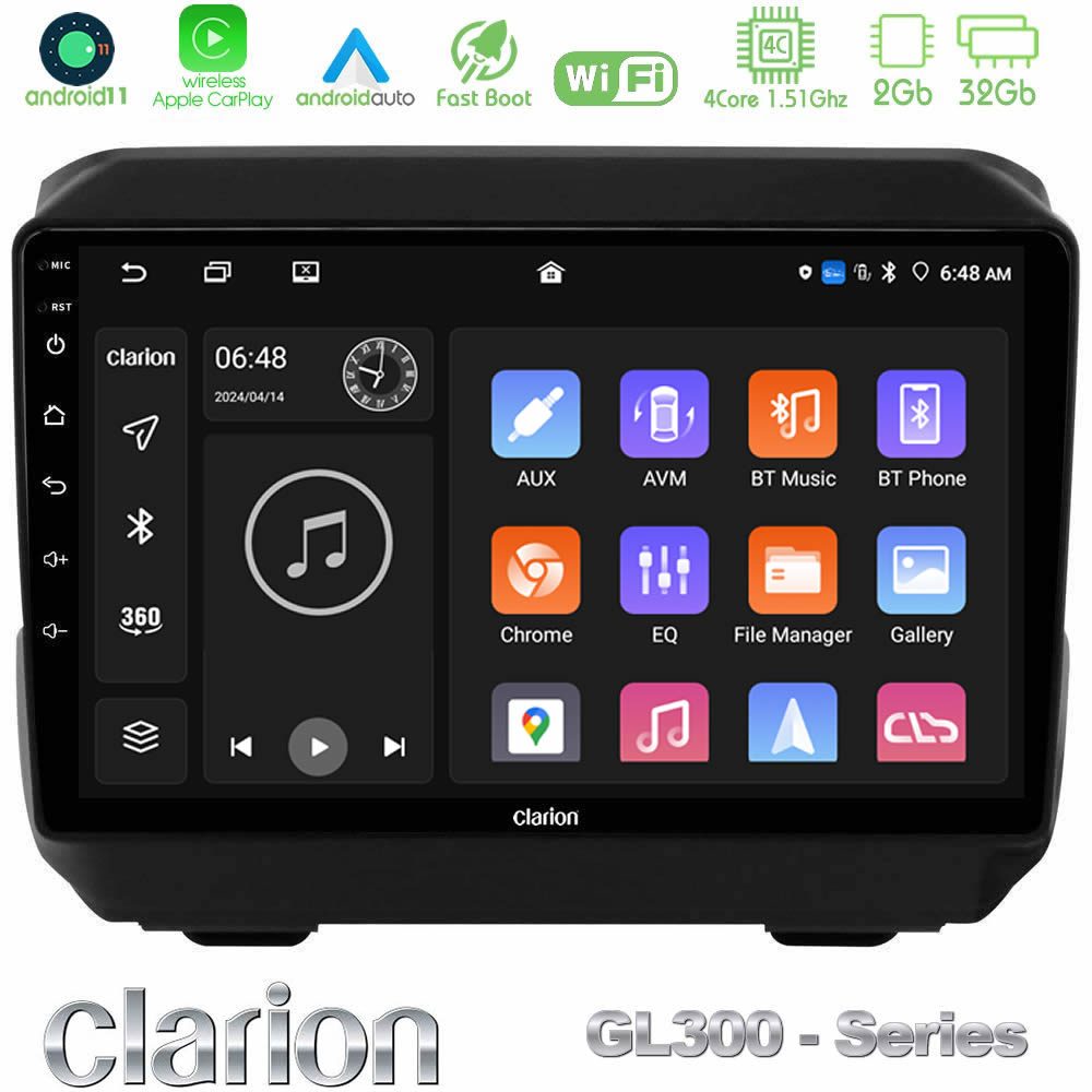 Clarion GL300 Series 4Core Android11 2+32GB Jeep Wrangler 2018-> Navigation Multimedia Tablet 9" Με Carplay & Android Auto