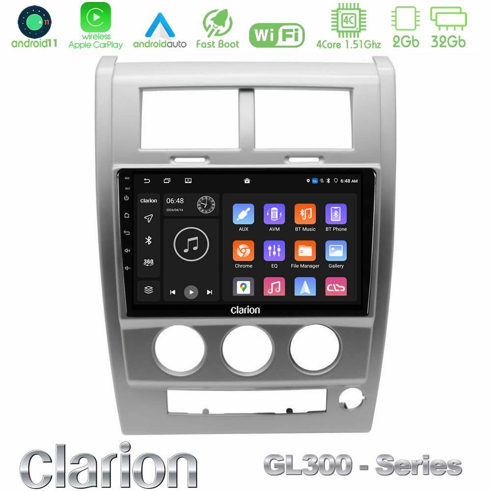 Clarion GL300 Series 4Core Android11 2+32GB Jeep Cherokee (KK) 2008-2012 Navigation Multimedia Tablet 10" Με Carplay & Android Auto