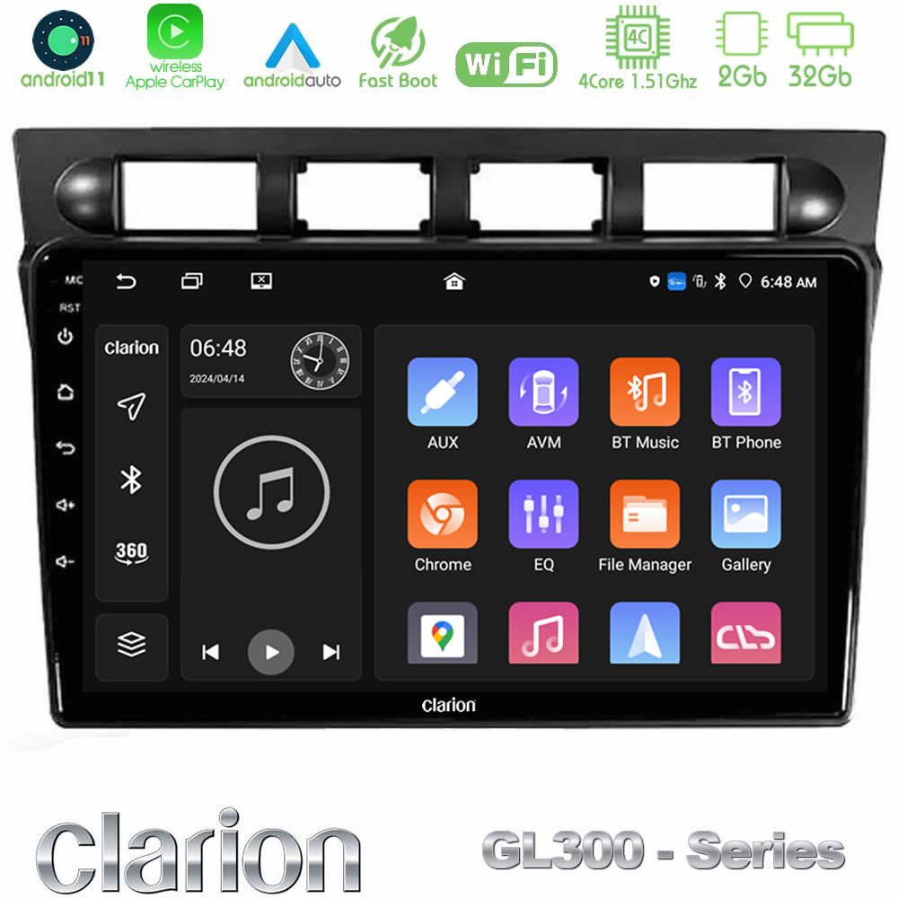 Clarion GL300 Series Kia Picanto 2004-2007 4Core Android11 2+32GB Navigation Multimedia Tablet 9" Με Carplay & Android Auto