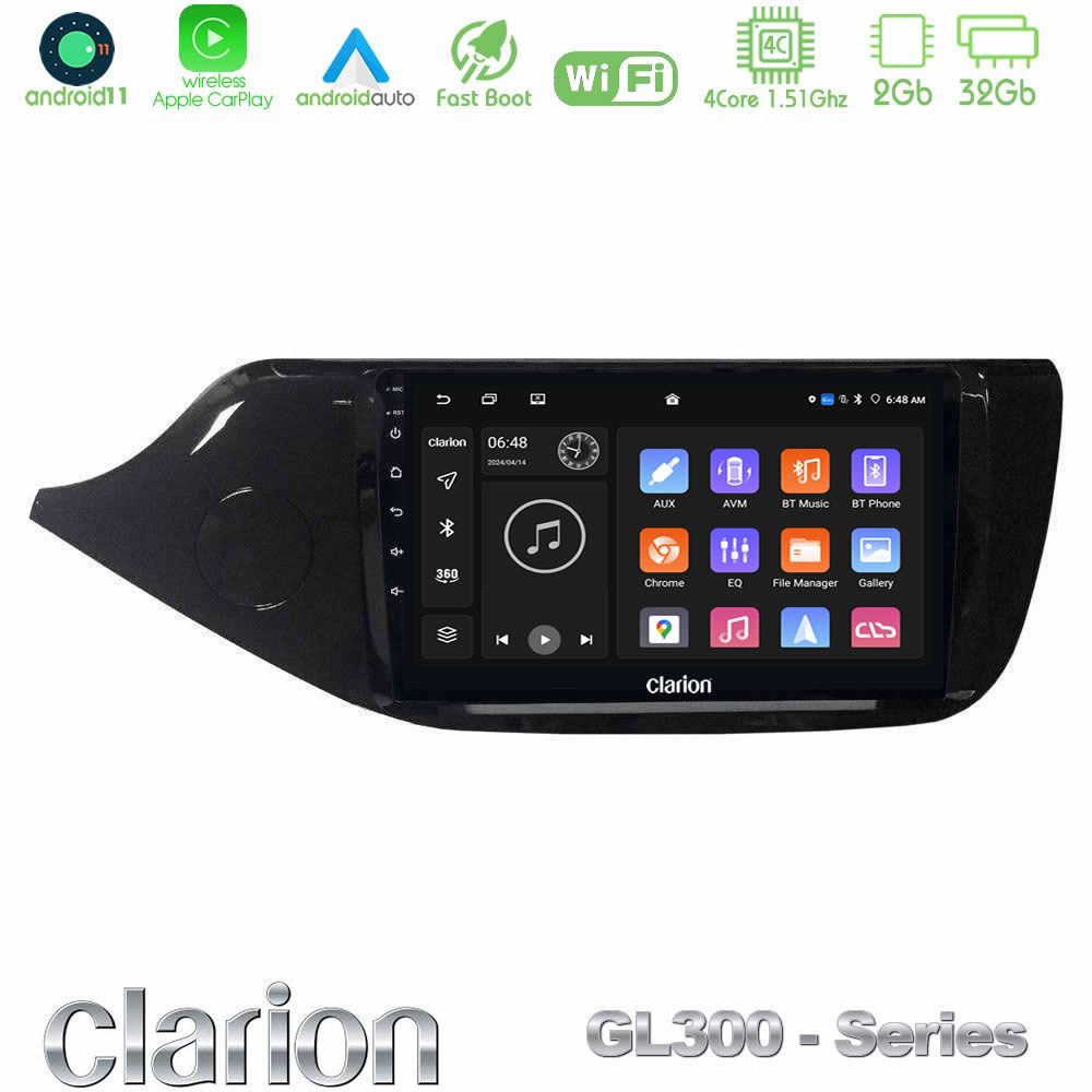 Clarion GL300 Series 4Core Android11 2+32GB Kia Ceed 2013-2017 Navigation Multimedia Tablet 9" Με Carplay & Android Auto