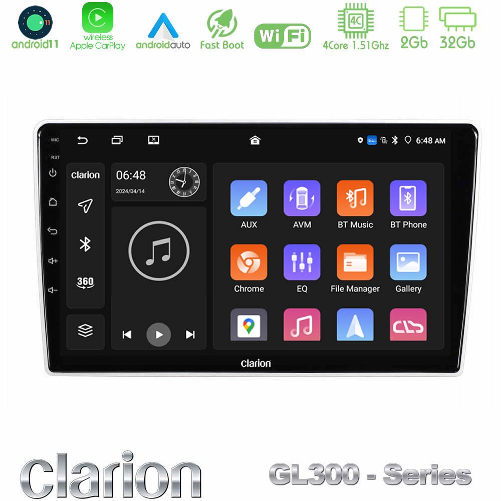 Clarion GL300 Series Kia Sportage 2005-2008 4Core Android11 2+32GB Navigation Multimedia Tablet 9" Με Carplay & Android Auto