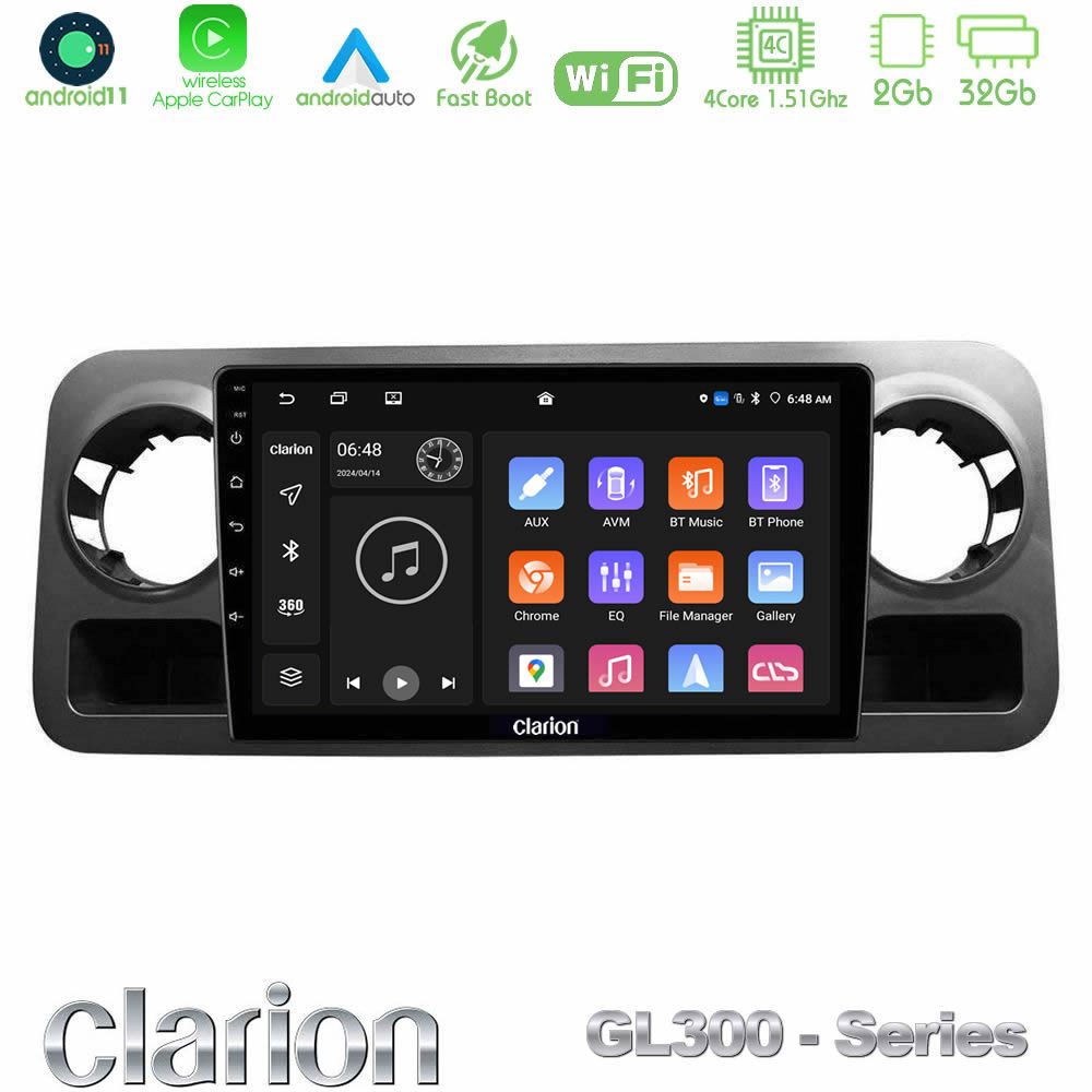 Clarion GL300 Series 4Core Android11 2+32GB Mercedes Sprinter W907 Navigation Multimedia Tablet 10" Με Carplay & Android Auto