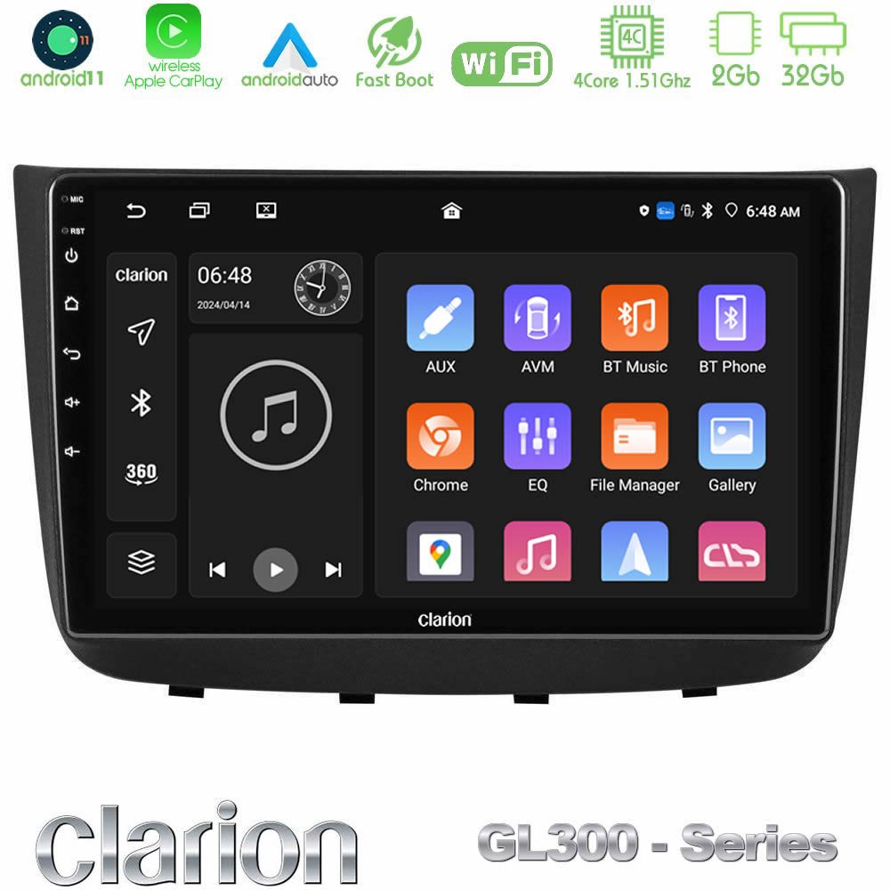 Clarion GL300 Series Mercedes Vito/Viano 2003-2006 4Core Android11 2+32GB Navigation Multimedia Tablet 10" Με Carplay & Android Auto