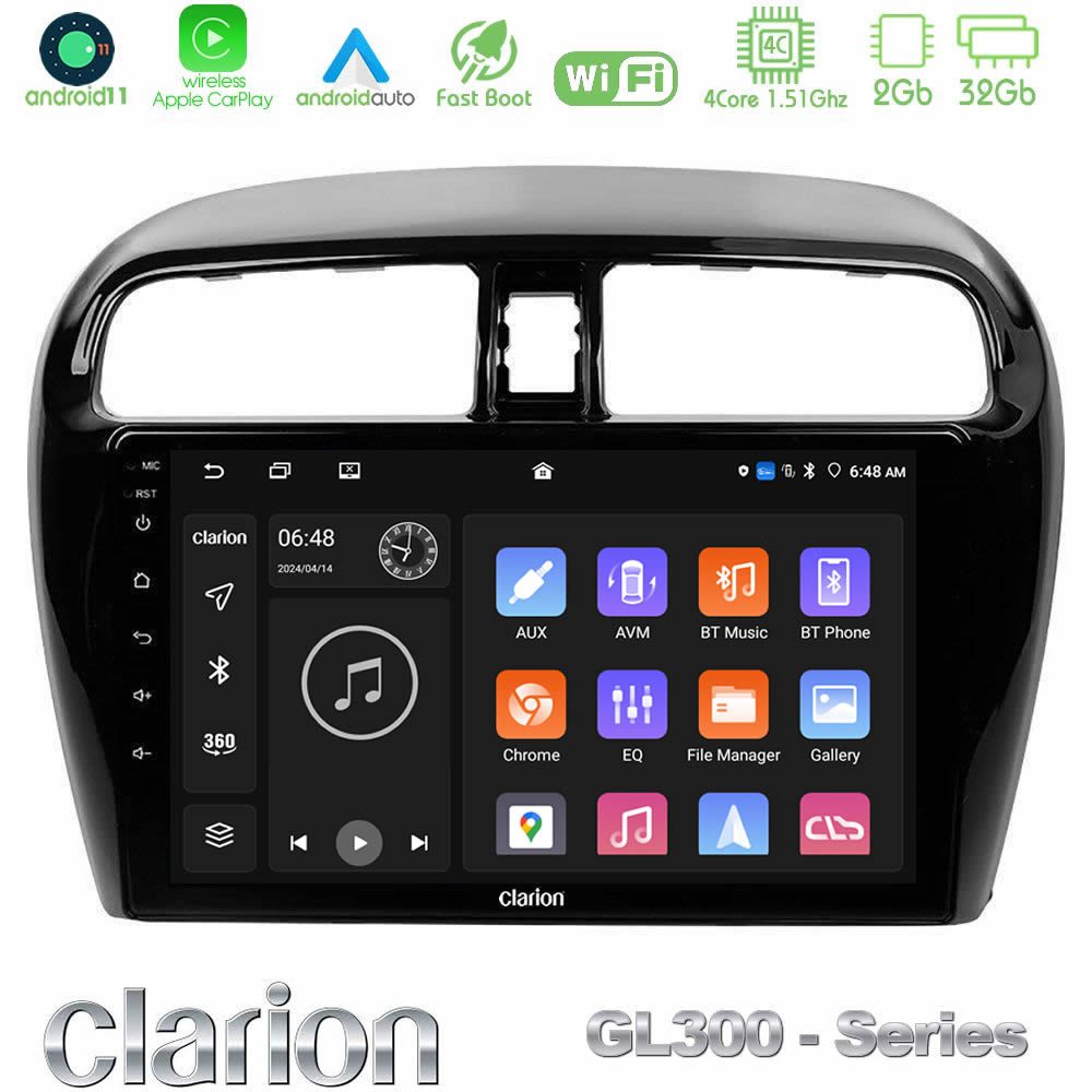 Clarion GL300 Series 4Core Android11 2+32GB Mitsubishi Space Star 2013-2016 Navigation Multimedia Tablet 9" Με Carplay & Android Auto