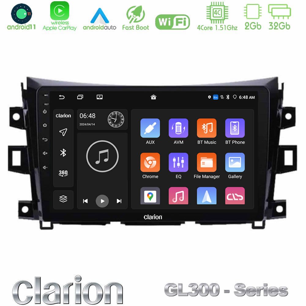 Clarion GL300 Series 4Core Android11 2+32GB Nissan Navara NP300 Navigation Multimedia Tablet 9" Με Carplay & Android Auto
