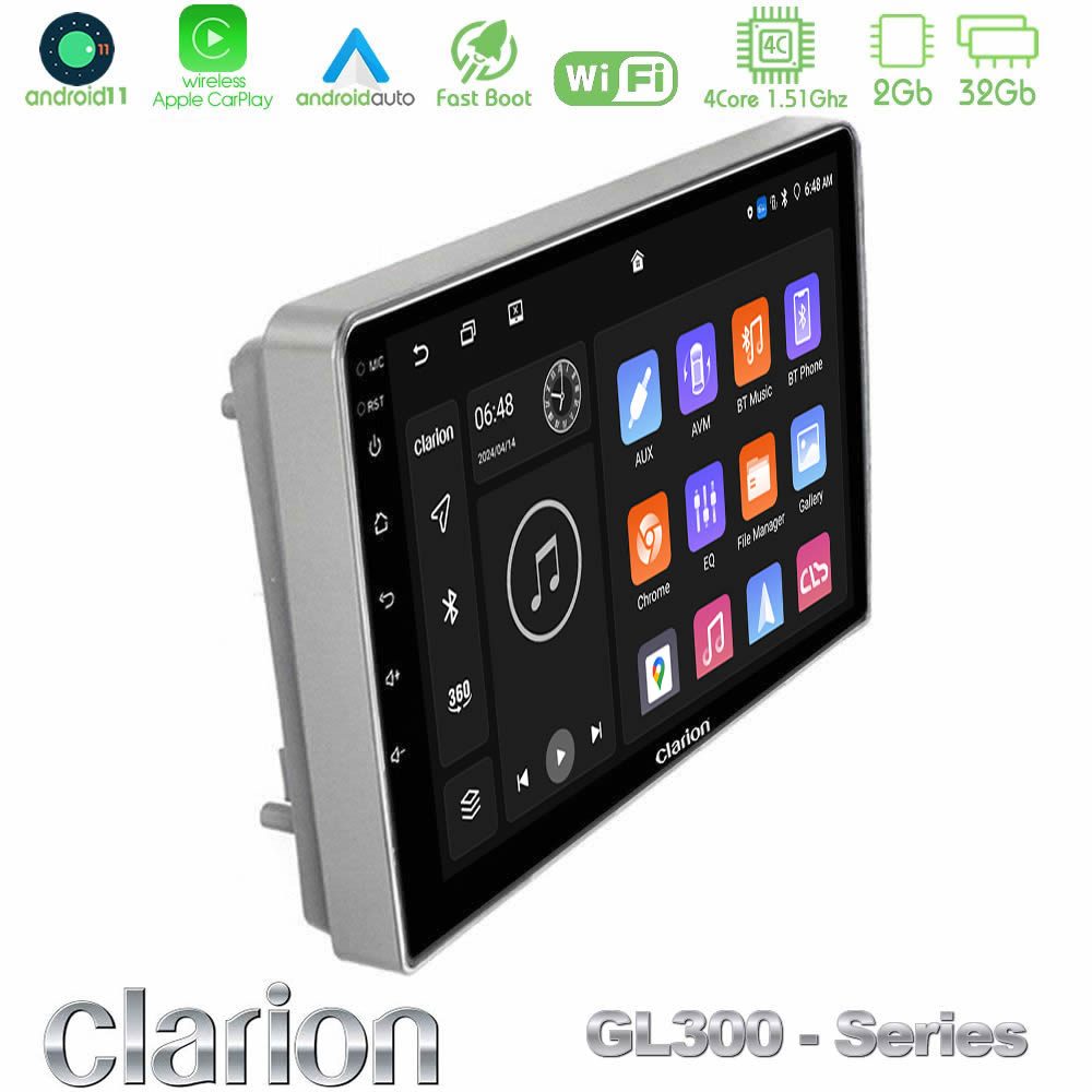Clarion GL300 Series 4Core Android11 2+32GB Opel Astra/Corsa/Antara/Zafira Navigation Multimedia Tablet 9" Με Carplay & Android Auto