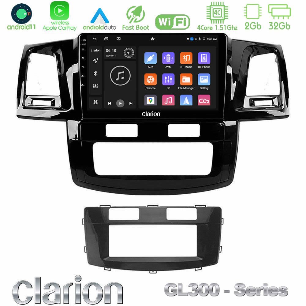 Clarion GL300 Series 4Core Android11 2+32GB Toyota Hilux 2007-2011 Navigation Multimedia Tablet 9" Με Carplay & Android Auto