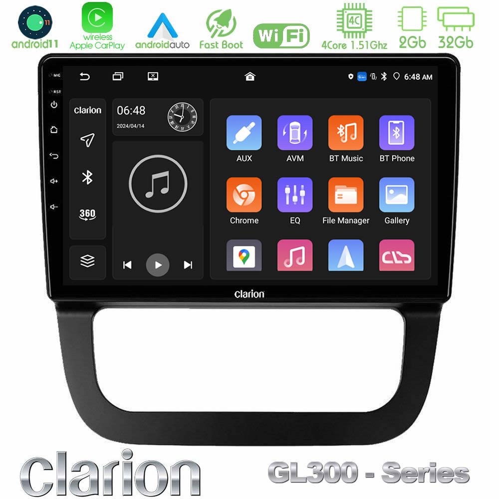 Clarion GL300 Series 4Core Android11 2+32GB VW Jetta Navigation Multimedia Tablet 10" Με Carplay & Android Auto