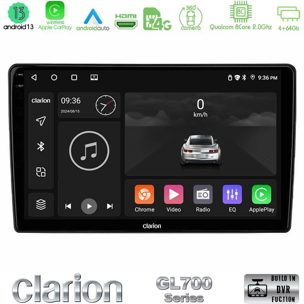 Clarion GL700 Series 8Core Android13 4+64GB Navigation Multimedia Tablet 10" Με Carplay & Android Auto Clarion GL700 Series 8Core Android13 4+64GB Navigation Multimedia Tablet 10" Με Carplay & Android Auto