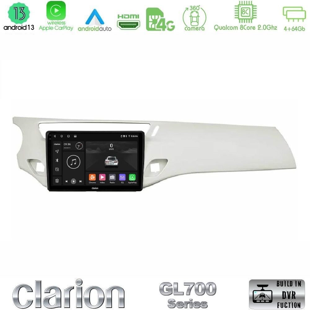Clarion GL700 Series 8Core Android13 4+64GB Citroen C3 2009-2016 Navigation Multimedia Tablet 9" Με Carplay & Android Auto