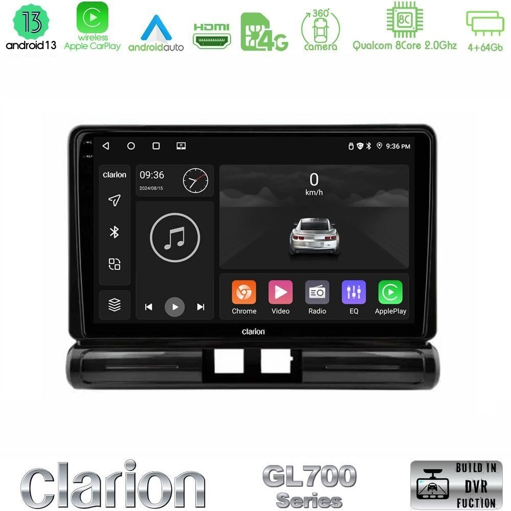 Clarion GL700 Series 8Core Android13 4+64GB Citroen C3 2016-> Navigation Multimedia Tablet 9" Με Carplay & Android Auto