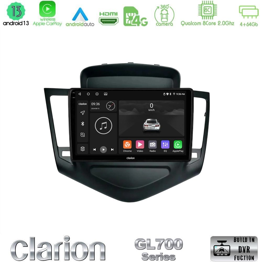 Clarion GL700 Series 8Core Android13 4+64GB Chevrolet Cruze 2009-2012 Navigation Multimedia Tablet 9" Με Carplay & Android Auto