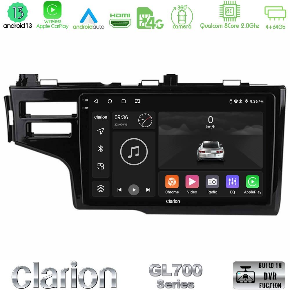 Clarion GL700 Series 8Core Android13 4+64GB Honda Jazz 2013-2020 Navigation Multimedia Tablet 9" Με Carplay & Android Auto