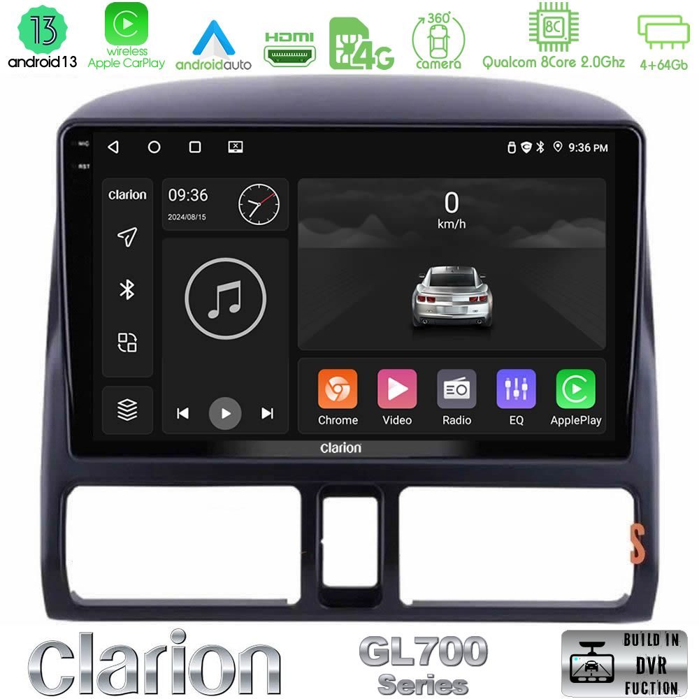 Clarion GL700 Series 8Core Android13 4+64GB Honda CRV 2002-2006 Navigation Multimedia Tablet 9" Με Carplay & Android Auto