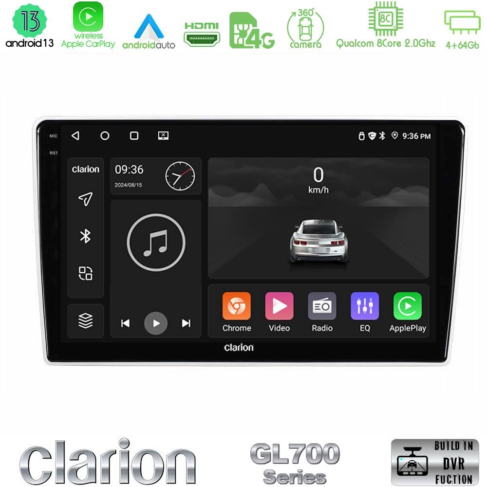 Clarion GL700 Series Kia Sportage 2005-2008 8Core Android13 4+64GB Navigation Multimedia Tablet 9" Με Carplay & Android Auto Με Carplay & Android Auto