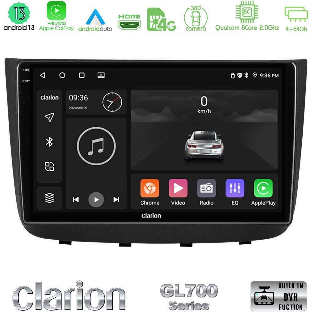 Clarion GL700 Series Mercedes Vito/Viano 2003-2006 8Core Android13 4+64GB Navigation Multimedia Tablet 10" Με Carplay & Android Auto