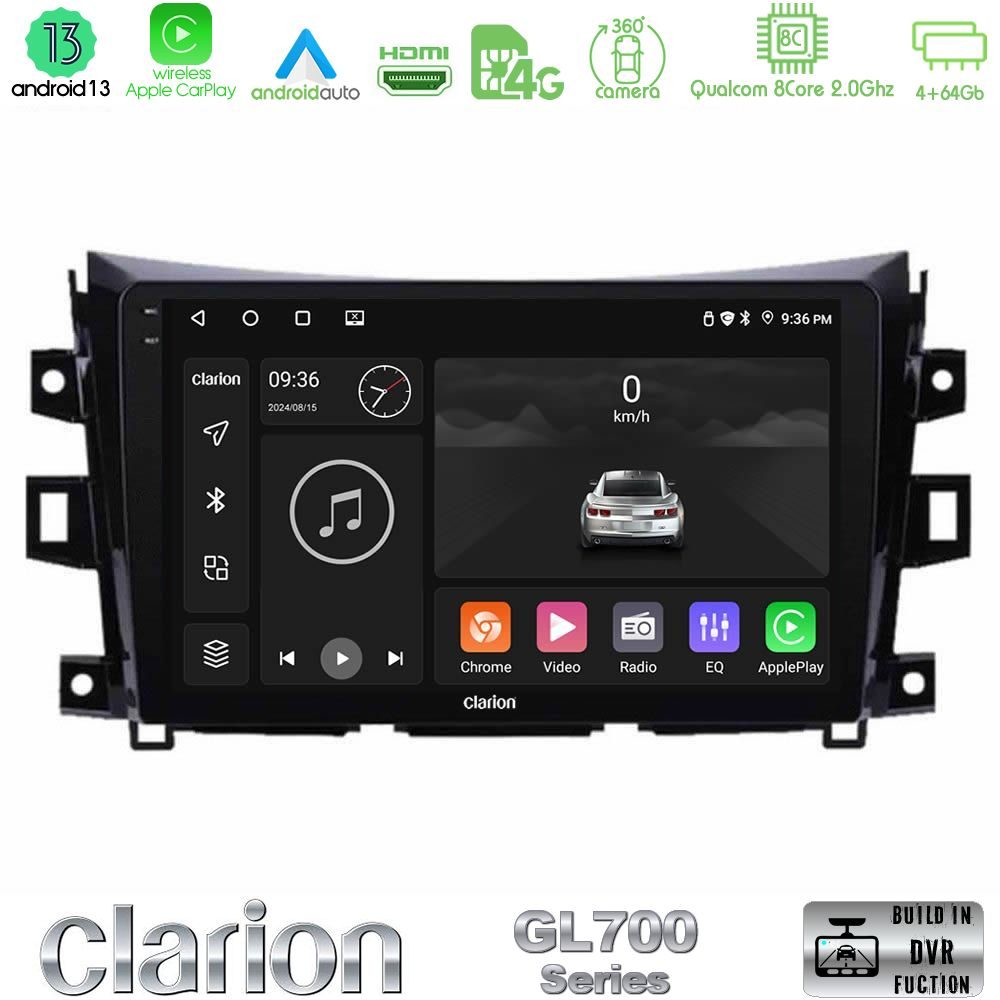 Clarion GL700 Series 8Core Android13 4+64GB Nissan Navara NP300 Navigation Multimedia Tablet 9" Με Carplay & Android Auto